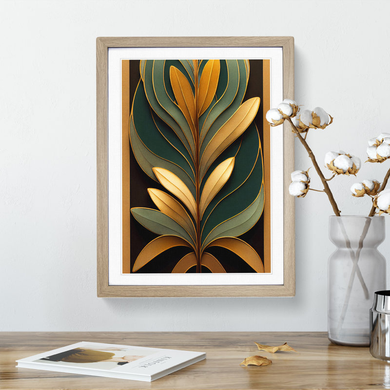 Leaves No.3 - Wall Art, 34cm H x 25cm W x 2cm D, Oak Framed