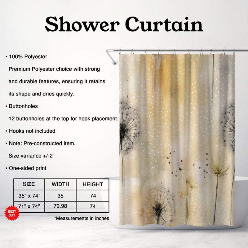 Rideau de douche Dandelion Glow - Premium, H 74 po x l 71 po
