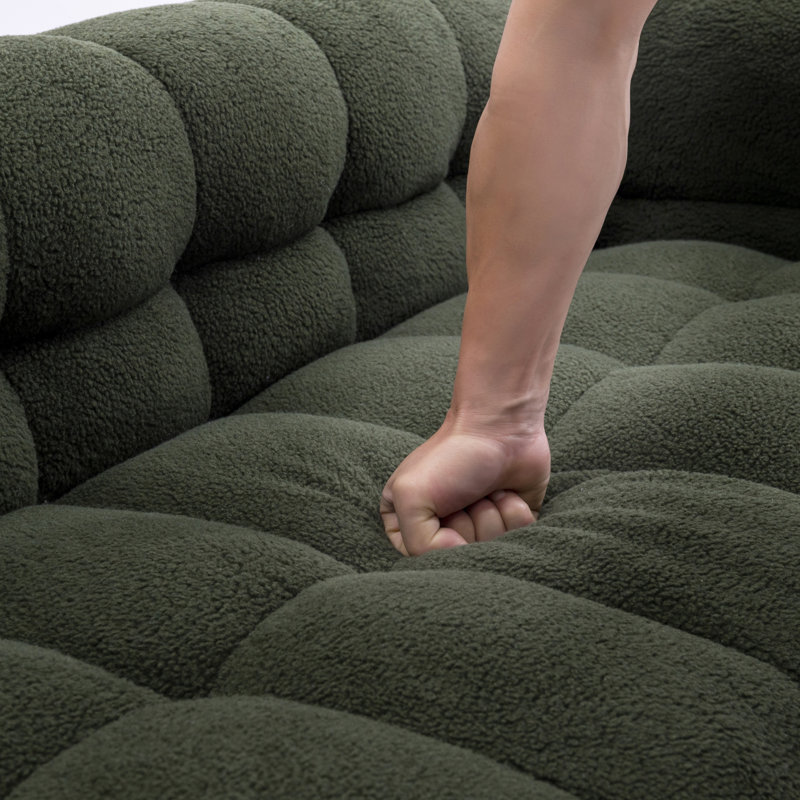 Upholstered Sofa, 24" H x 80" W x 30.7" D, Dark Green Polyester Blend