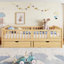 Lit plateforme simple TG avec garde-corps pleine longueur, lit plateforme pour enfants avec tiroirs de rangement, tête de lit enfantine et mignonne-784803792