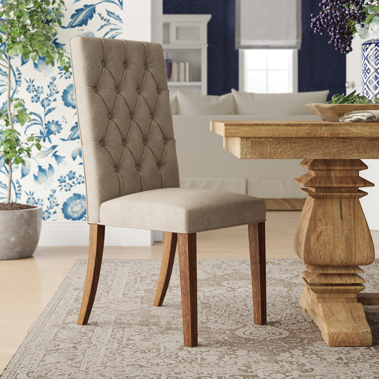 Arthav Tufted Upholstered Parsons Chair in Beige