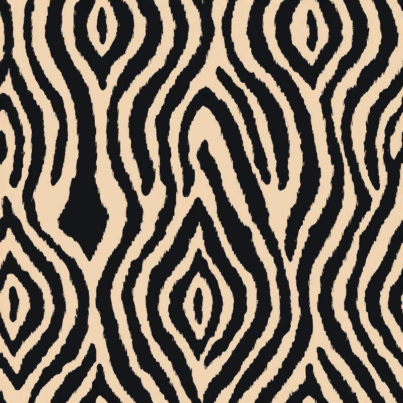 Papier peint à motif zébré avec motif animalier amovible, Non tissé, non collé