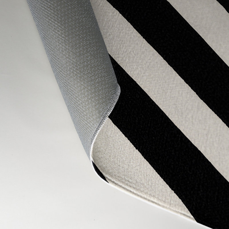 Tapis intérieur / extérieur noir HorizontalStripes, Rectangle 9 pi x 12 pi