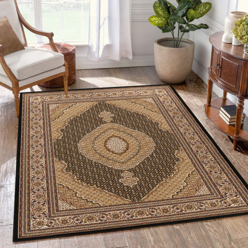 Tapis luxueux à motif Herati, durable et résistant aux taches pour les endroits très passants, pour les salons et les bureaux
