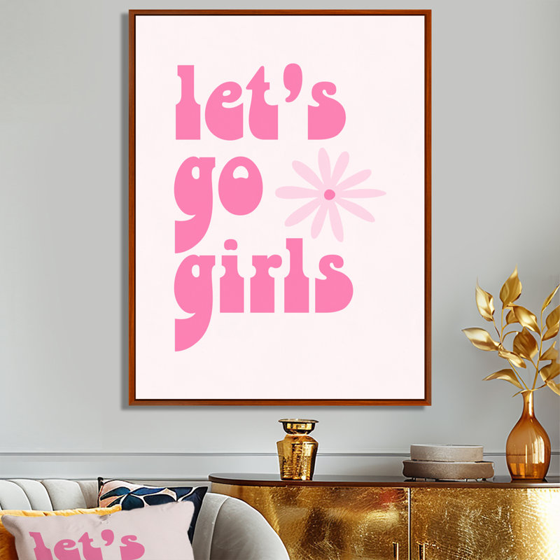 Lets Go Girls - décoration murale de cow-filles, Toile avec cadre flottant brun, H 32 po x l 24 po x P 1 po