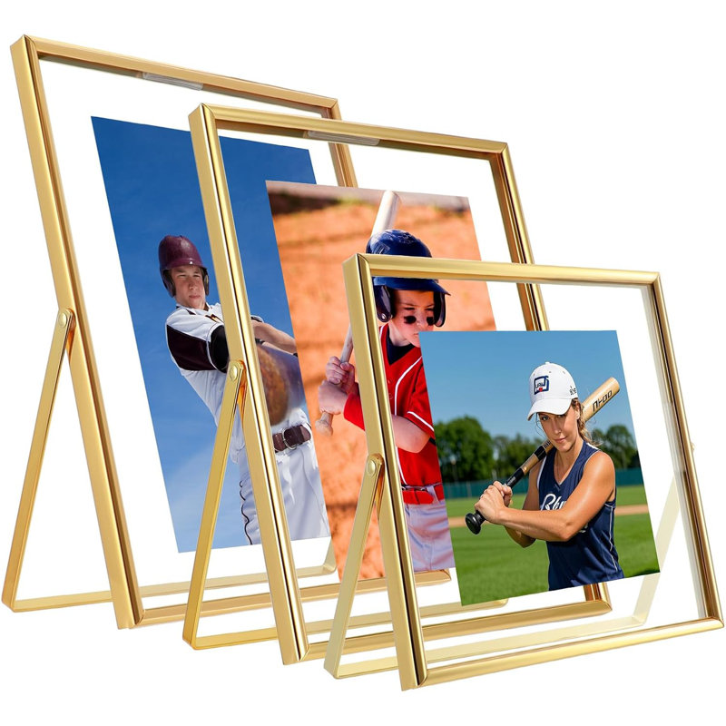 Gold Floating Picture Frames, Set of 3 including 6"×6",6"×8",7"×9"