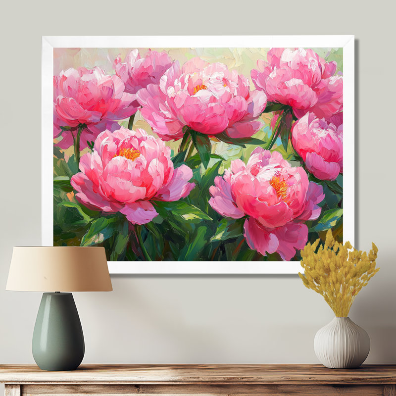 Pe pivoines par The Spring Field I - pivoines, reproduction d'art sur toile encadrée, H 34 po x l 44 po, Blanc