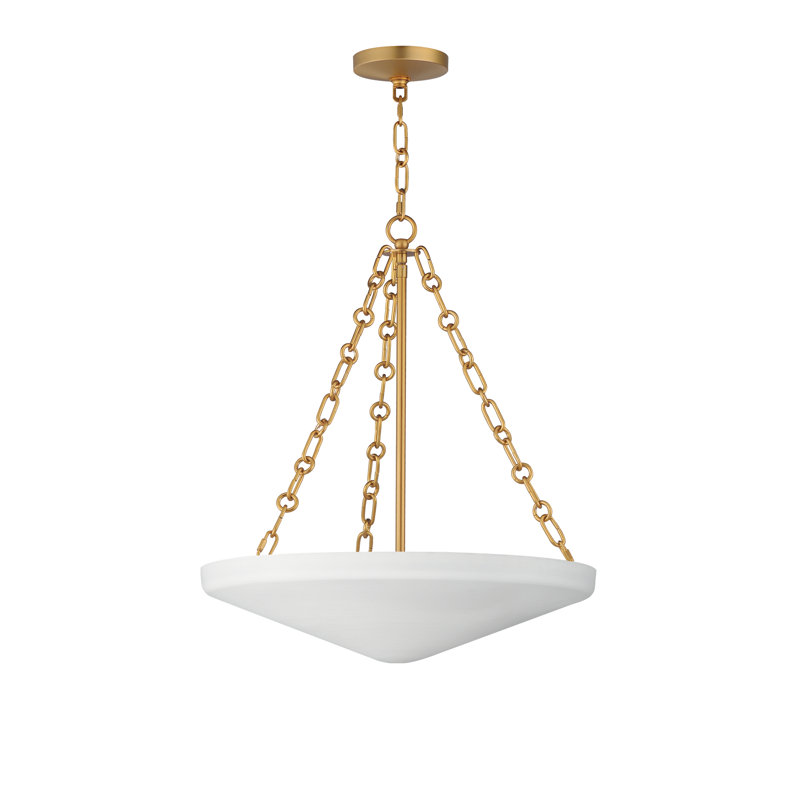 Laroche - Luminaire suspendu simple en laiton vieilli naturel, H 22,5 po x l 19,78 po x P 19,75 po
