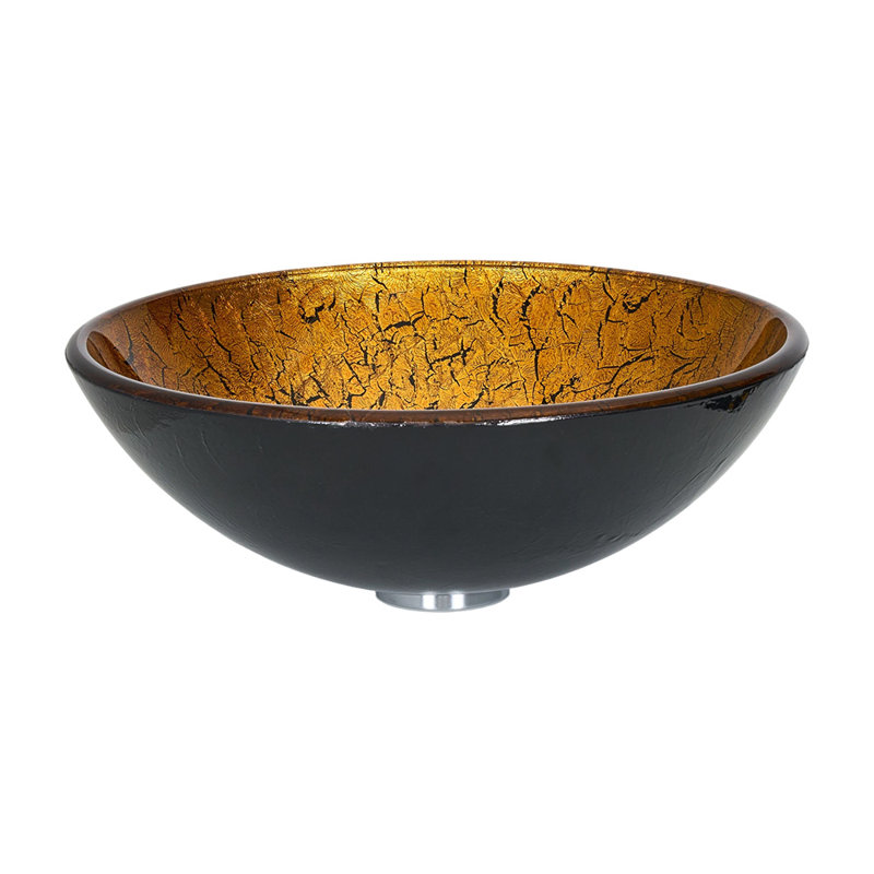 Metro Lane 420mm L x 420mm W Gold Tempered Glass Circular Sink