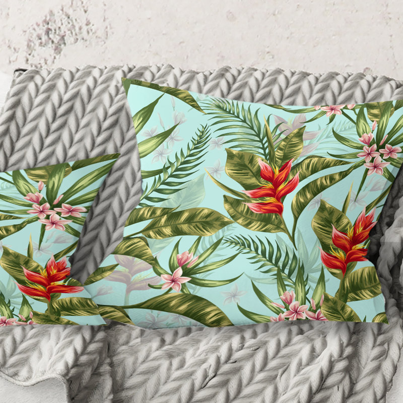 Coussin décoratif imprimé tropical Mid-Century, 18 po x 18 po