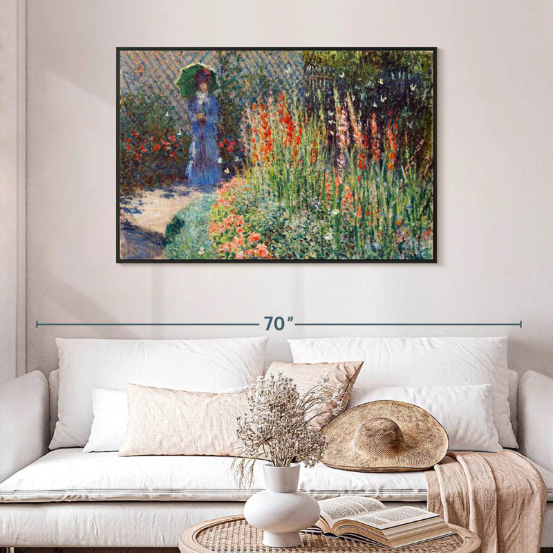 Rounded Flower Bed 1876, 46" X 31", Floating Frame Black