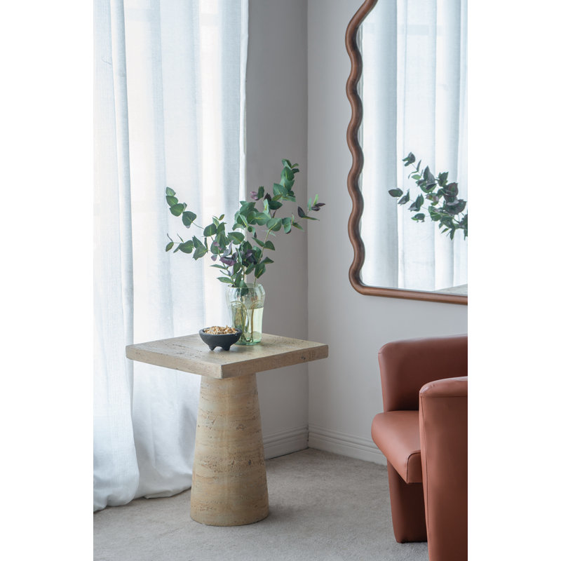 Table d'appoint carrée 20 pi x 20 po x 24 po avec base piédestal, Crème