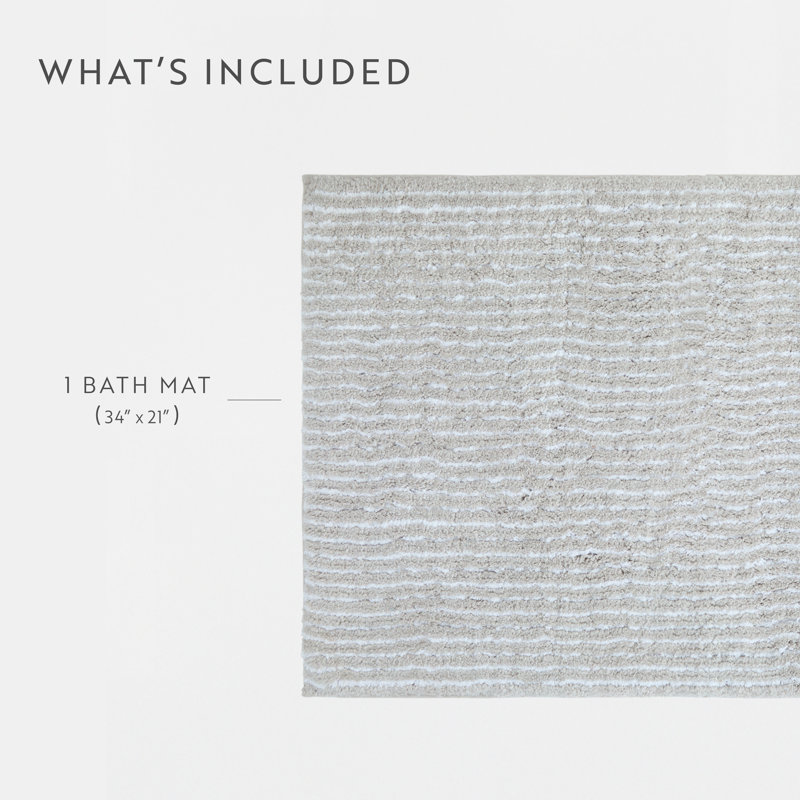100% Cotton Pinstripe Bath Mats, Light Gray, 34 in x 21 in