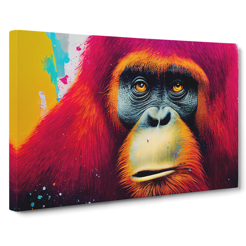 Painted Orangutan - Wrapped Canvas Painting, 35cm H x 50cm W x 3cm D