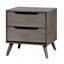 Table de chevet Mid-Century moderne de couleur grise 1pc avec pieds fuselés et 2 tiroirs