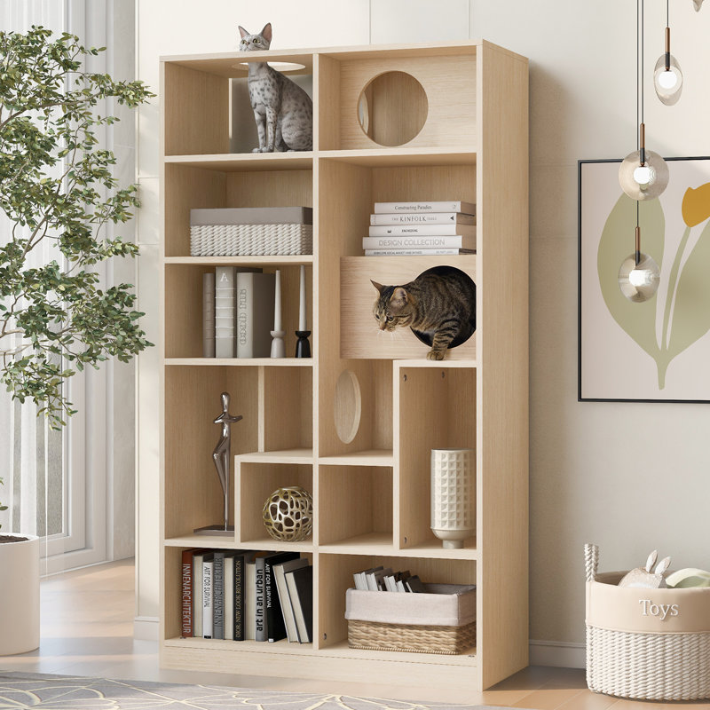 Cat-Friendly Furniture Style Bookcase & Cat Tree Shelves