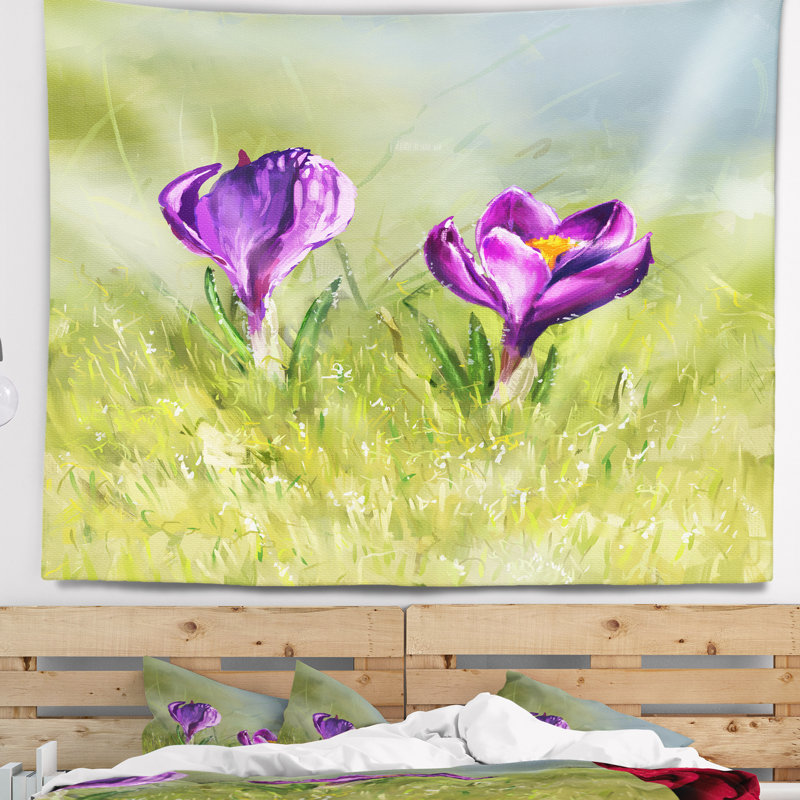 Tapisserie de crocus Floral, H 50 po x l 60 po