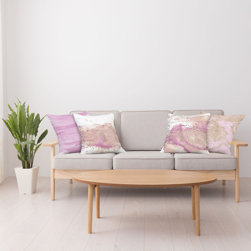Housse de coussin Moncalieri, 16 po x 16 po, Rose / beige