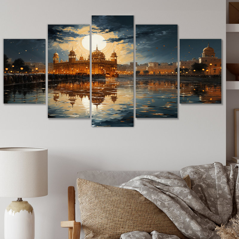 «Hinduisim Golden Temple I» sur toile, reproduction de 5 pièces