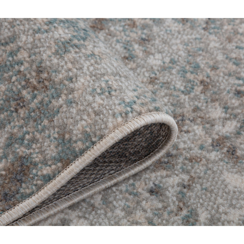 Tapis bleu / beige Nemohe, Rectangle 1 pi 10 po x 2 pi 11 po