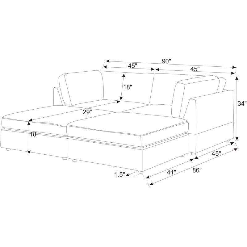 Canapé modulaire Buket, Velours côtelé vert foncé