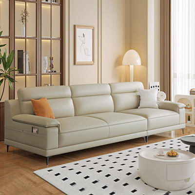 Canapé modulaire en similicuir crème et gris