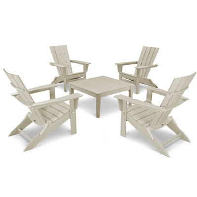 POLYWOOD Quattro Folding Chair 5-Piece Conversation Set
