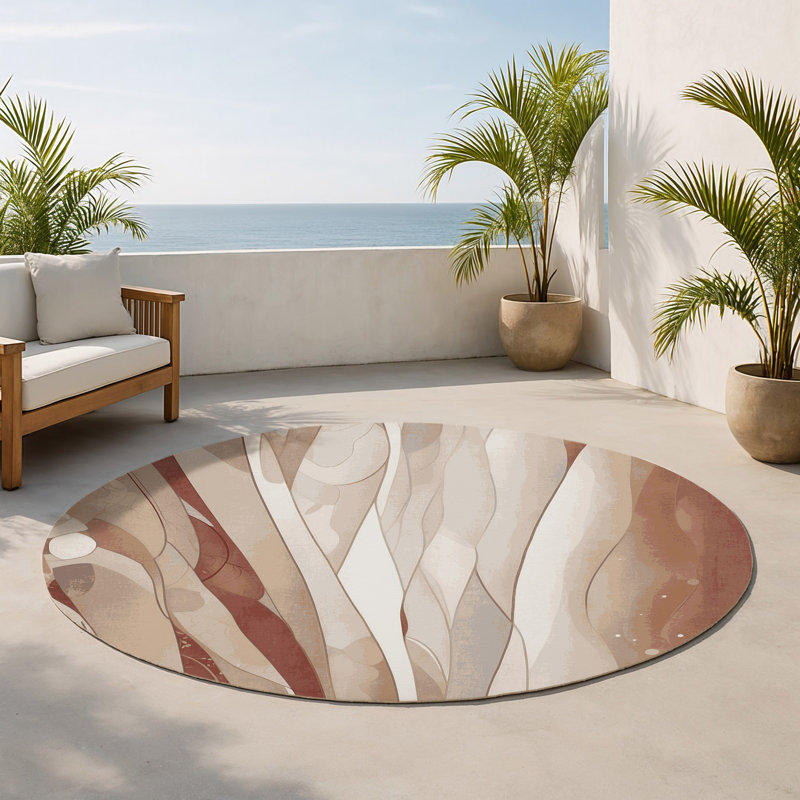Tapis intérieur et extérieur Gilded Ripple, Rond 5 pi