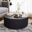 Table basse ronde spacieuse en bois massif de 102 cm de large, style tambour, au design cannelé.-929018113-959478873