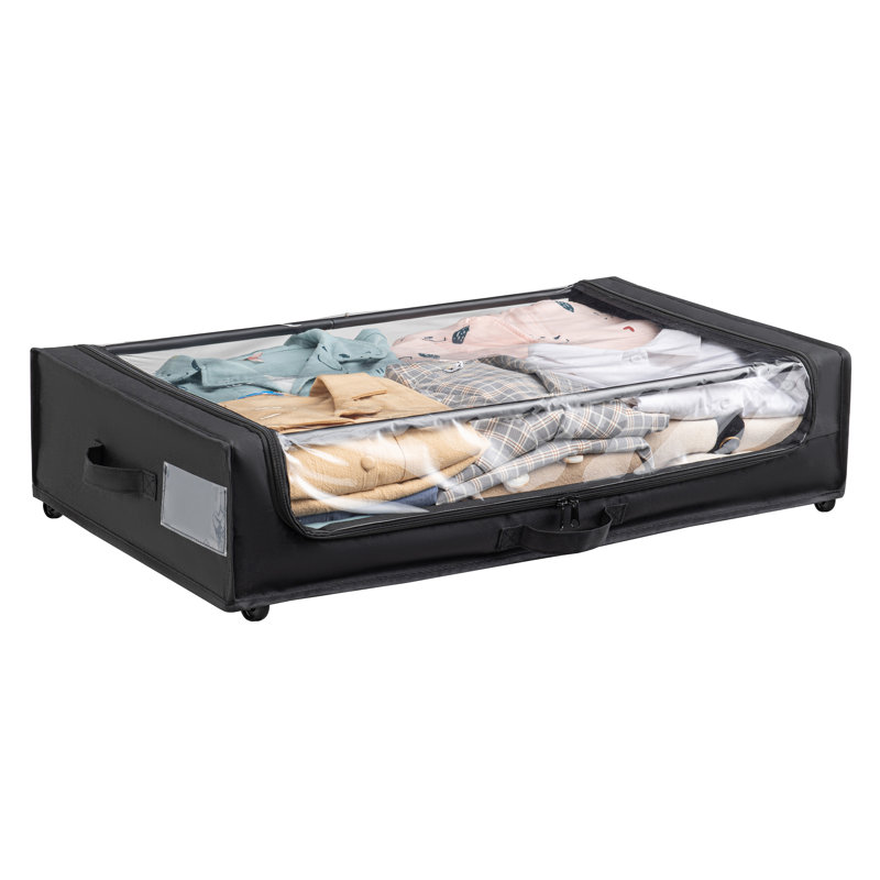 Space-Saving Under-Bed Storage Organizers with Clear Lid, Rolling Wheels, and Multi-Purpose Design