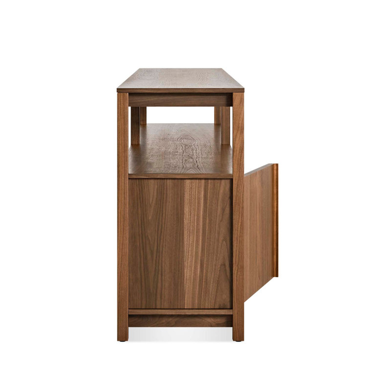 Open Plan Low Bookcase with Storage, Walnut, (2 Sheves) 26" H x 80" W x 13" D