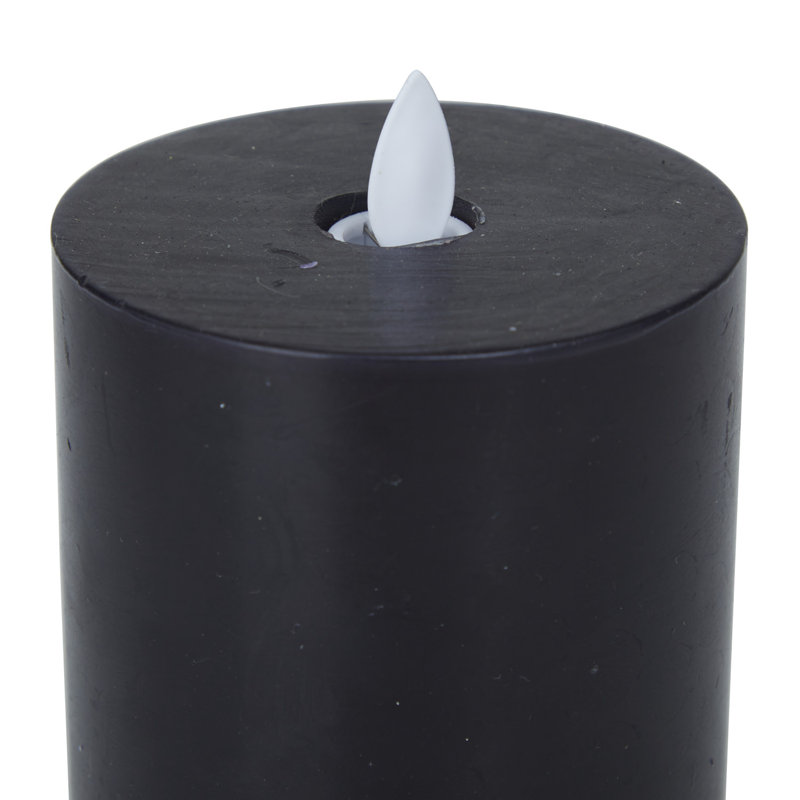 Flameless Candle, Black, 5" H x 3" W/3.7" H x 3" W/3" H x 3" W