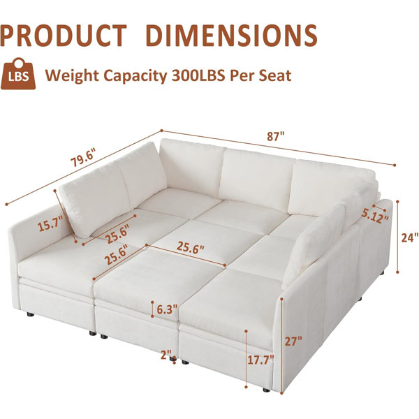 Latitude Run® Modular Sectional Sleeper Sofa With Storage Seats ...