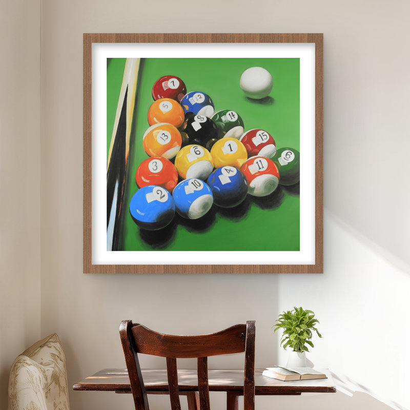 Pool Table with Ball Formation - Man Cave Framed Print Decor