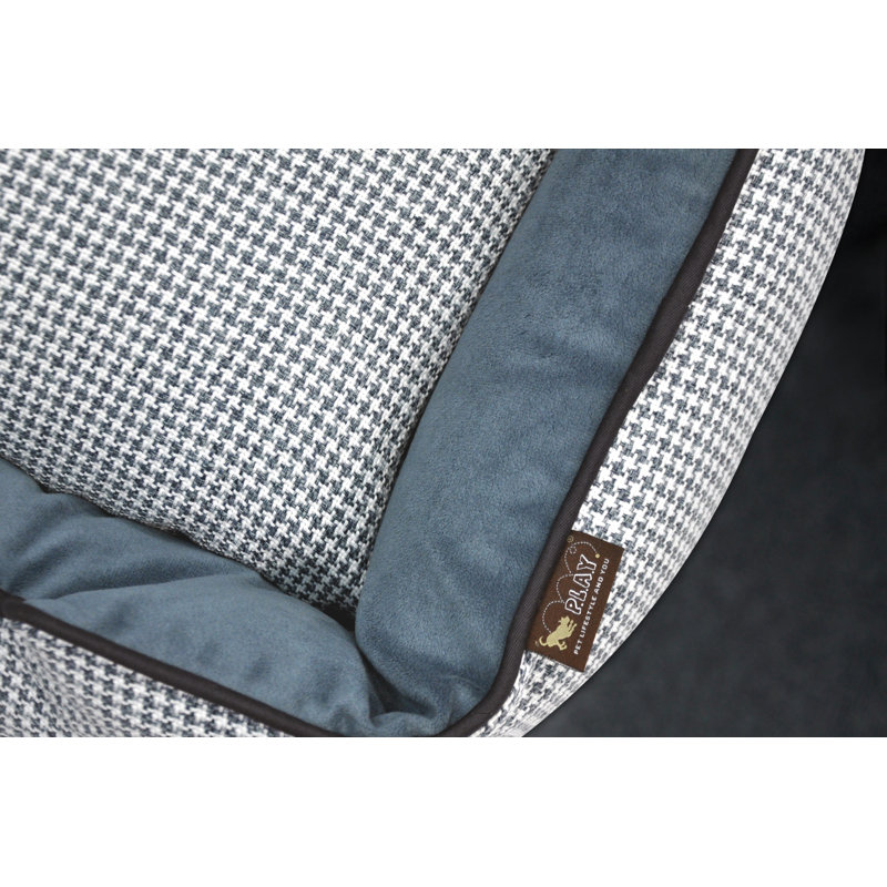 Houndstooth Lounge Dog Bed , Medium (31" H x 25" D x 8" H), Blue/White