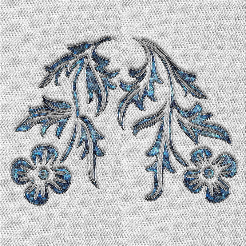 Tapis gris/noir/bleu à motifs, Carré 3 pi