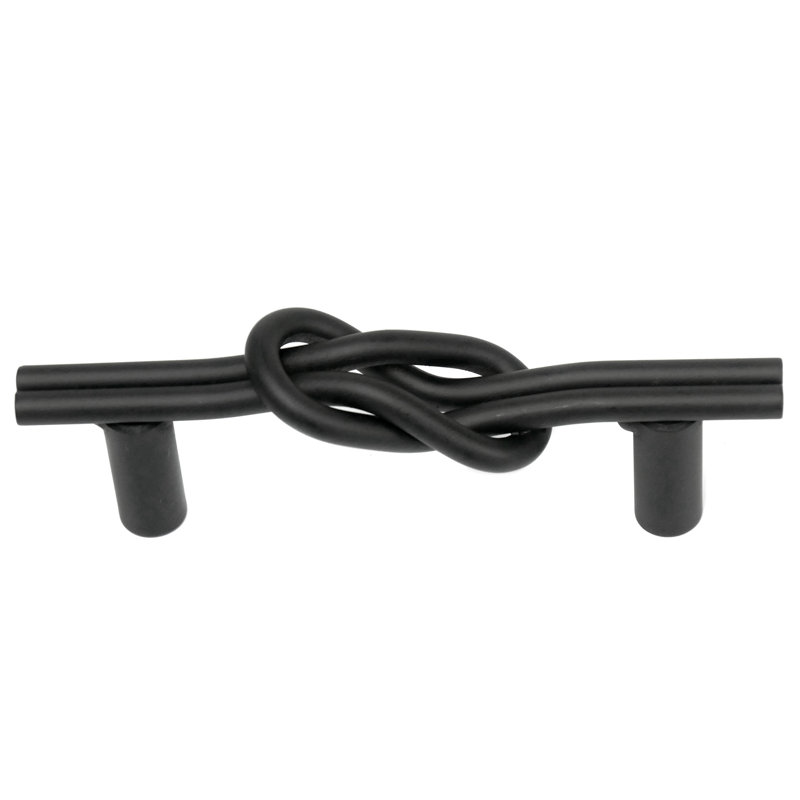 Matte Black Steel Knot Bar Pull with Mounting Hardware