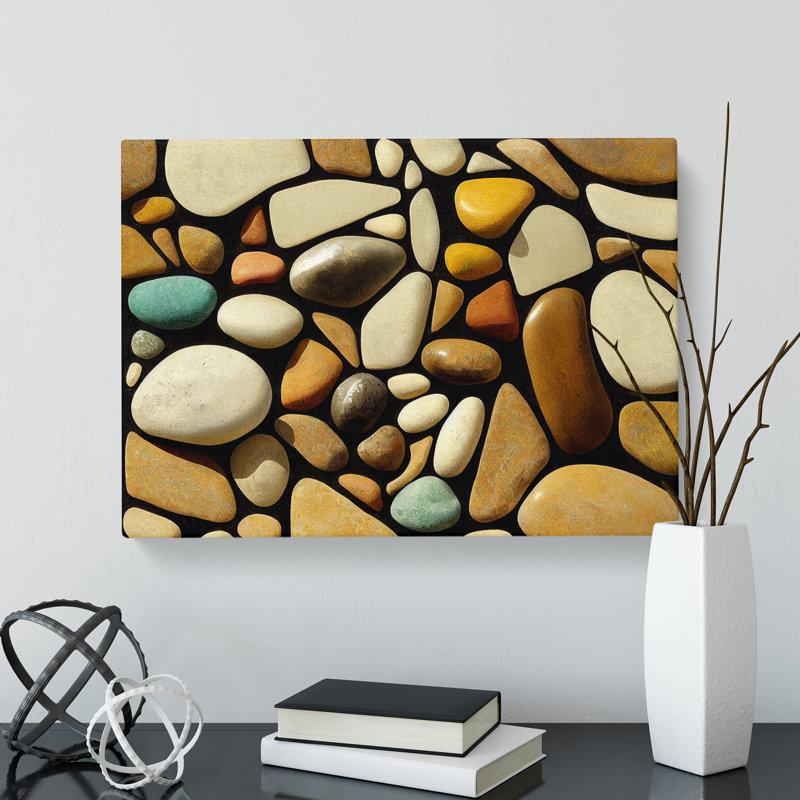 Shiny River Pebbles Vol.2 - Wrapped Canvas, 35cm H x 50cm W x 3cm D