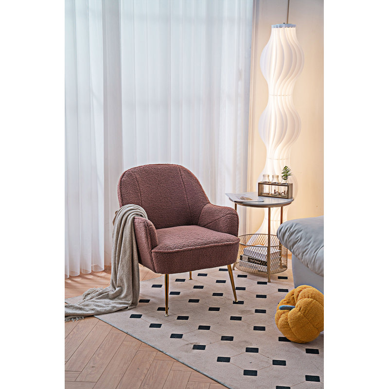 Chaise d'appoint rembourrée Maisee, Fausse fourrure rouge