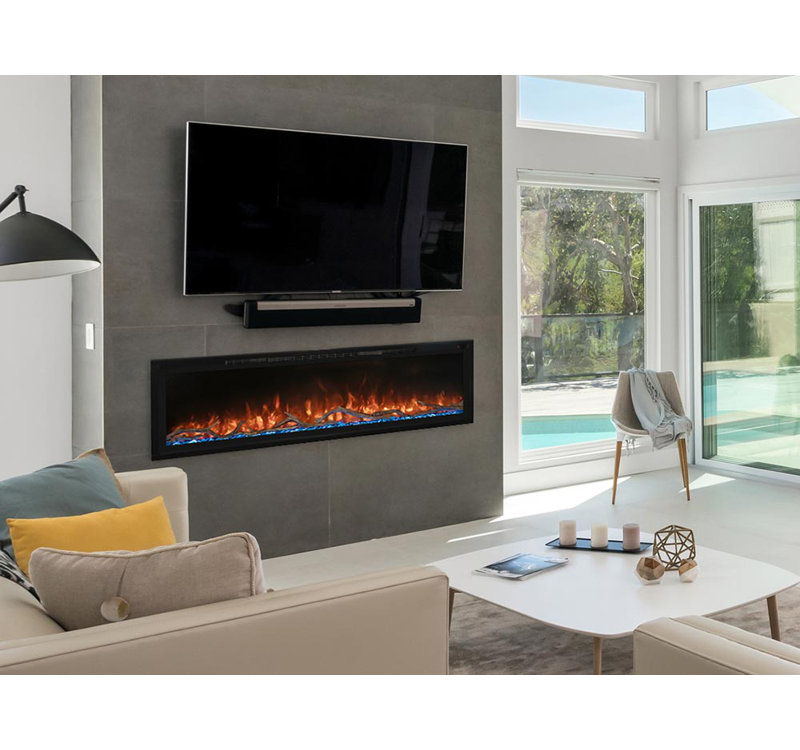 Foyer électrique encastré ou mural Modern Flames Spectrum Slimline, H 17 po x l 59,75 po x P 4,75 po