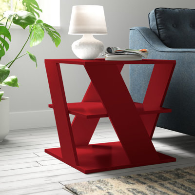 Cateline Geometric Floor Shelf End Table with Storage