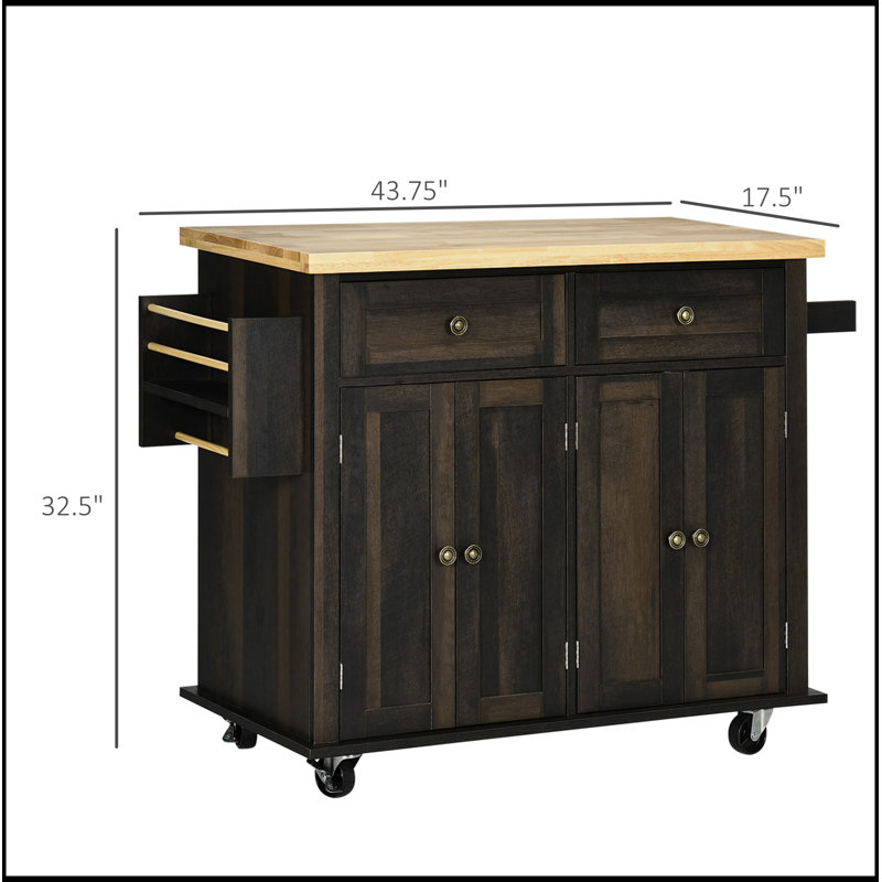 Chariot moderne pour îlot de cuisine avec étagère à épices, chêne brun, Chêne brun