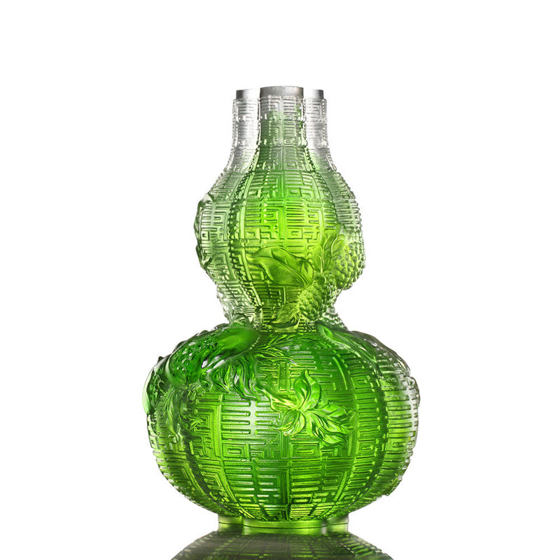LIULI Crystal Art Crystal Hulu Gourd Sculpture, "Unrestrained Euphony"