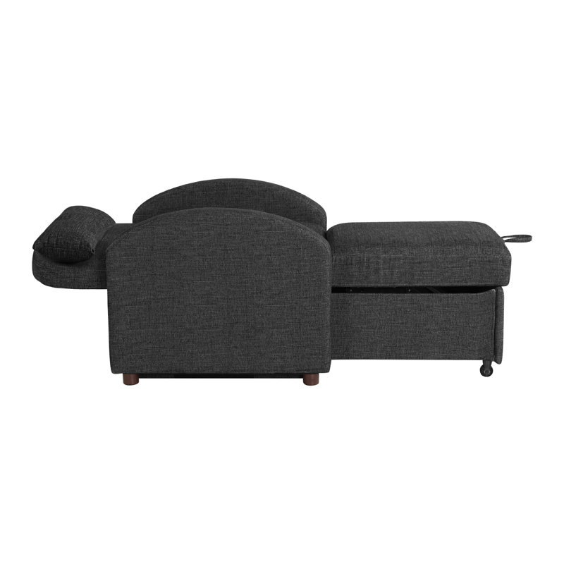 Serta Toney 34.6" Convertible Accent Chair w/ Accent Pillow, Dream Coil Comfort, Easy Assembly, Black