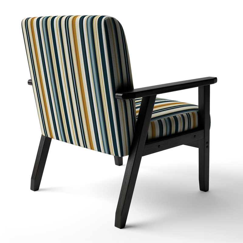 Fauteuil d'appoint rembourré classique bleu sarcelle et brun à fines rayures