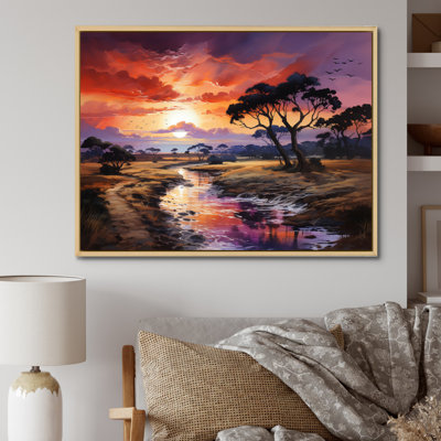 African Serengeti Sunset - African Art Wall Decor