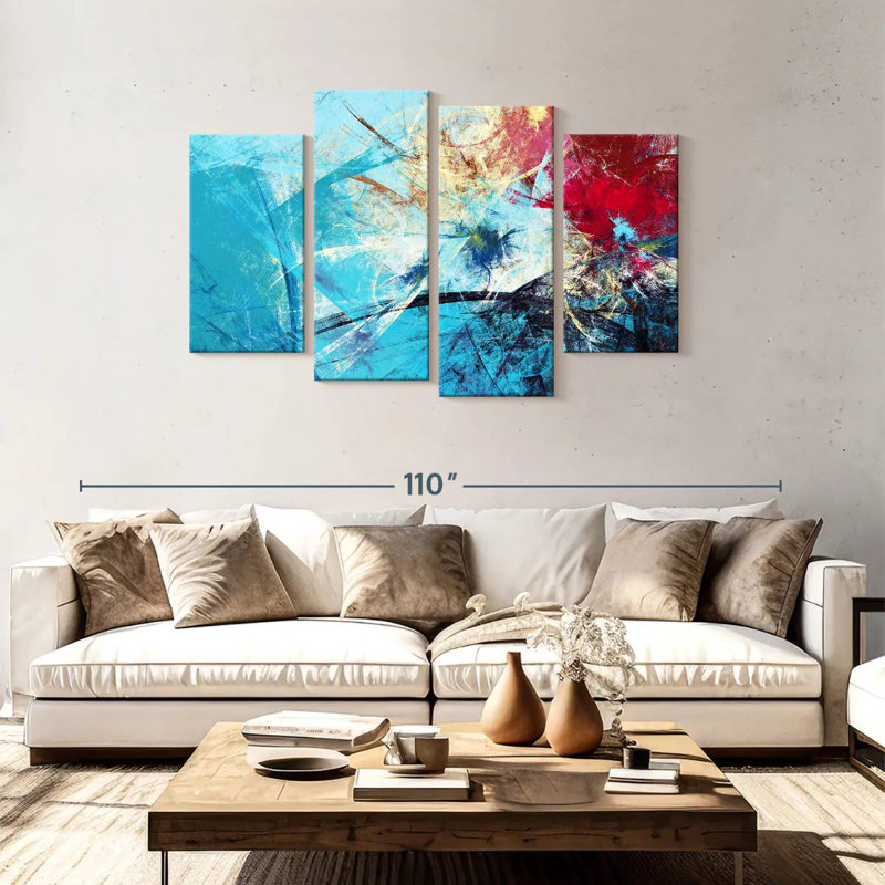 Avery Red And Blue Abstract, 48" H x 75" W