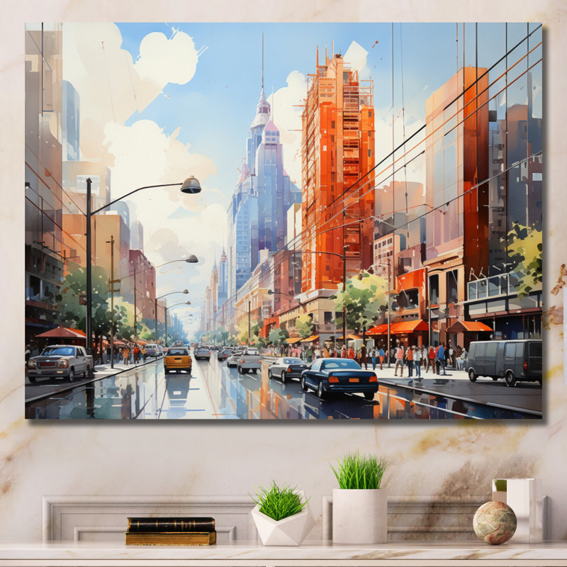 Abstract Towers Skyward Symphony - Cityscapes Wall Decor, H 16 po x l 32 po x P 1 po, Toile tendue