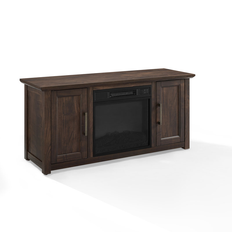 Rozier Unfinished TV Stand for TVs up to 50" with Fireplace Included, Dark Walnut