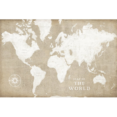 Burlap World Map I by Sue Schlabach - Wrapped Canvas Painting